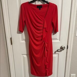 Connected Apparel Vibrant Red Asymmetrical Dress